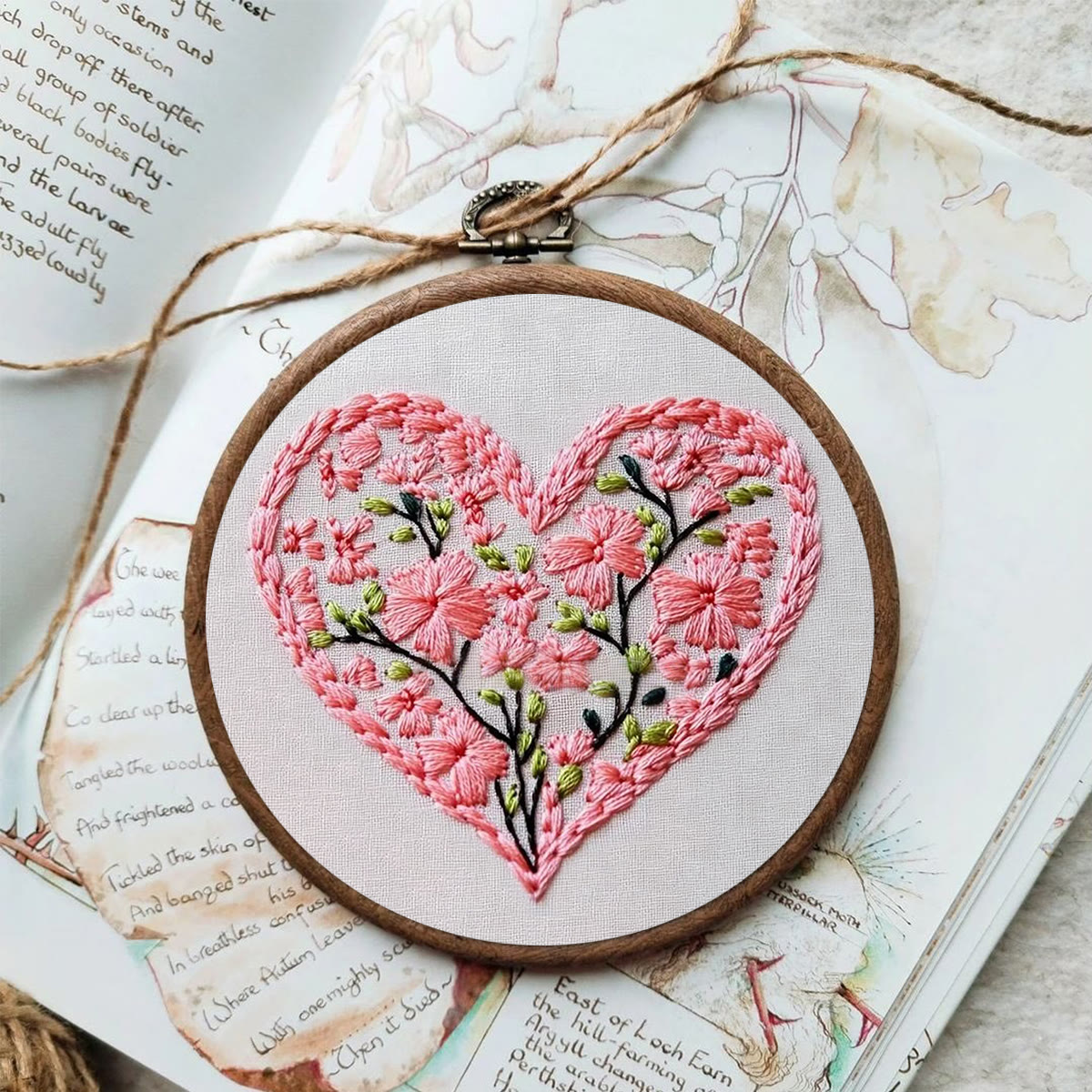 Rubbyoo Embroidery Kit - Pink Floral-Lined Heart Frame | Romantic Confession Must-Have Gift | Tender Declaration Piece - image 2