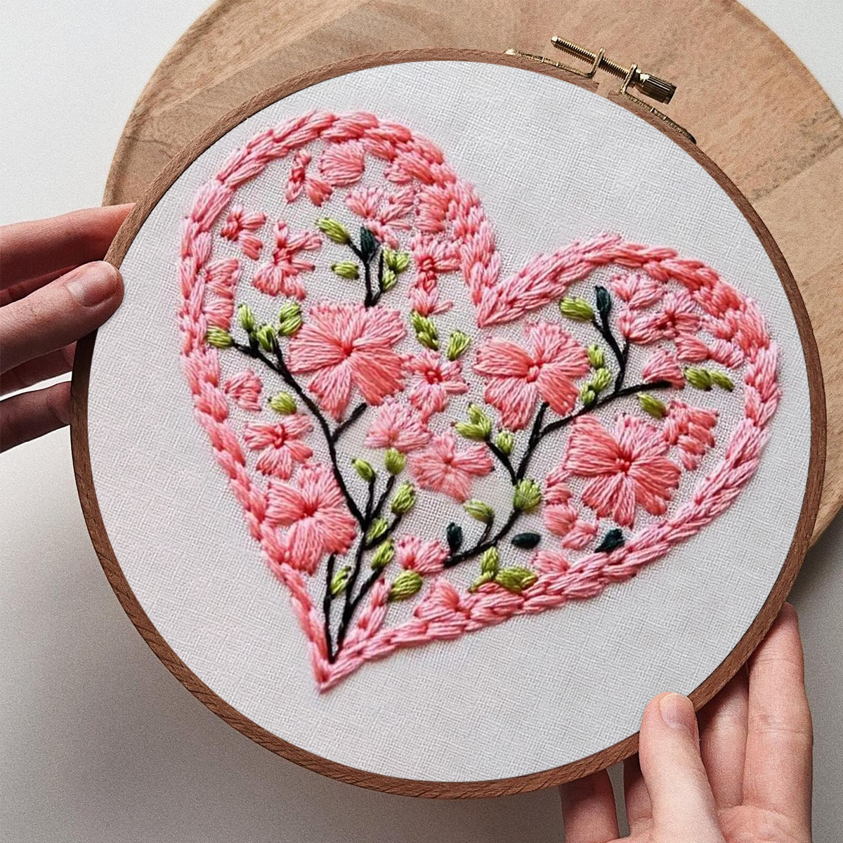 Rubbyoo Embroidery Kit - Pink Floral-Lined Heart Frame | Romantic Confession Must-Have Gift | Tender Declaration Piece - image 8