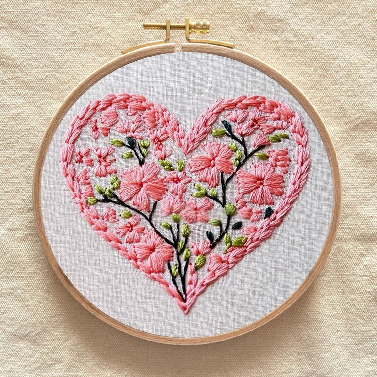 Rubbyoo Embroidery Kit - Pink Floral-Lined Heart Frame | Romantic Confession Must-Have Gift | Tender Declaration Piece - image 9