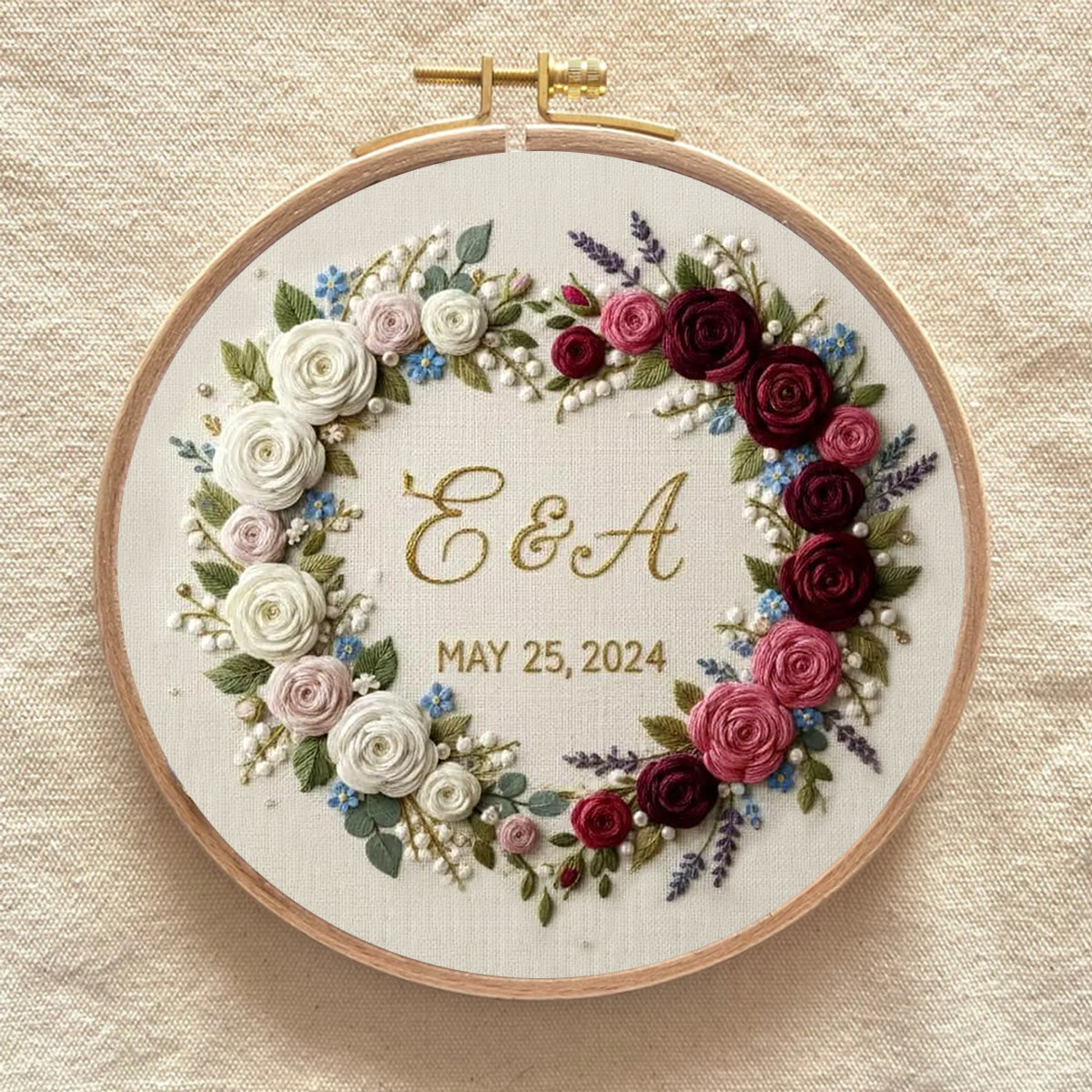 Rubbyoo Embroidery Kit - Dual-tone Rose Heart Wreath | Handcrafted Memorial Gift | Elegant Embroidery Accent - image 9