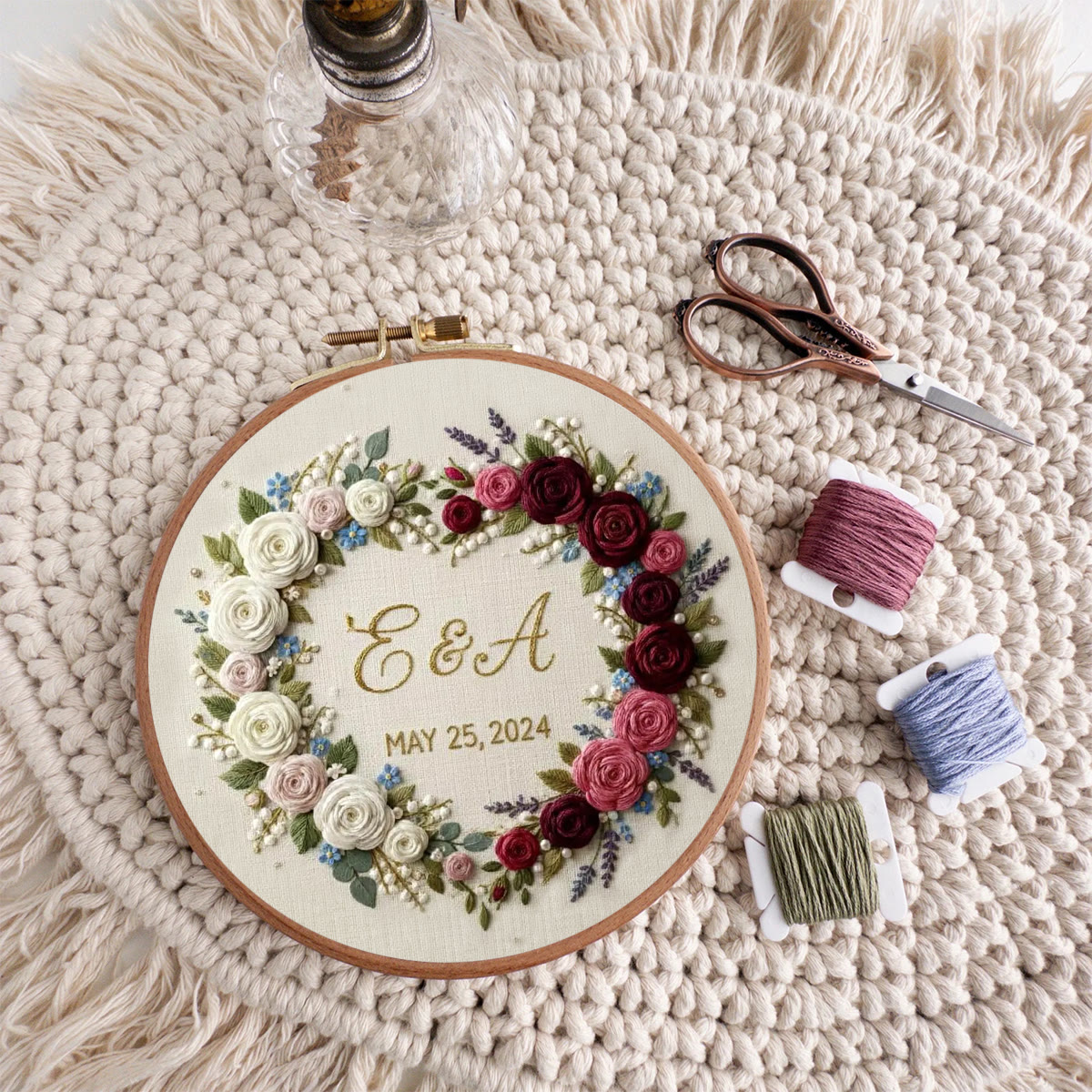 Rubbyoo Embroidery Kit - Dual-tone Rose Heart Wreath | Handcrafted Memorial Gift | Elegant Embroidery Accent - image 10