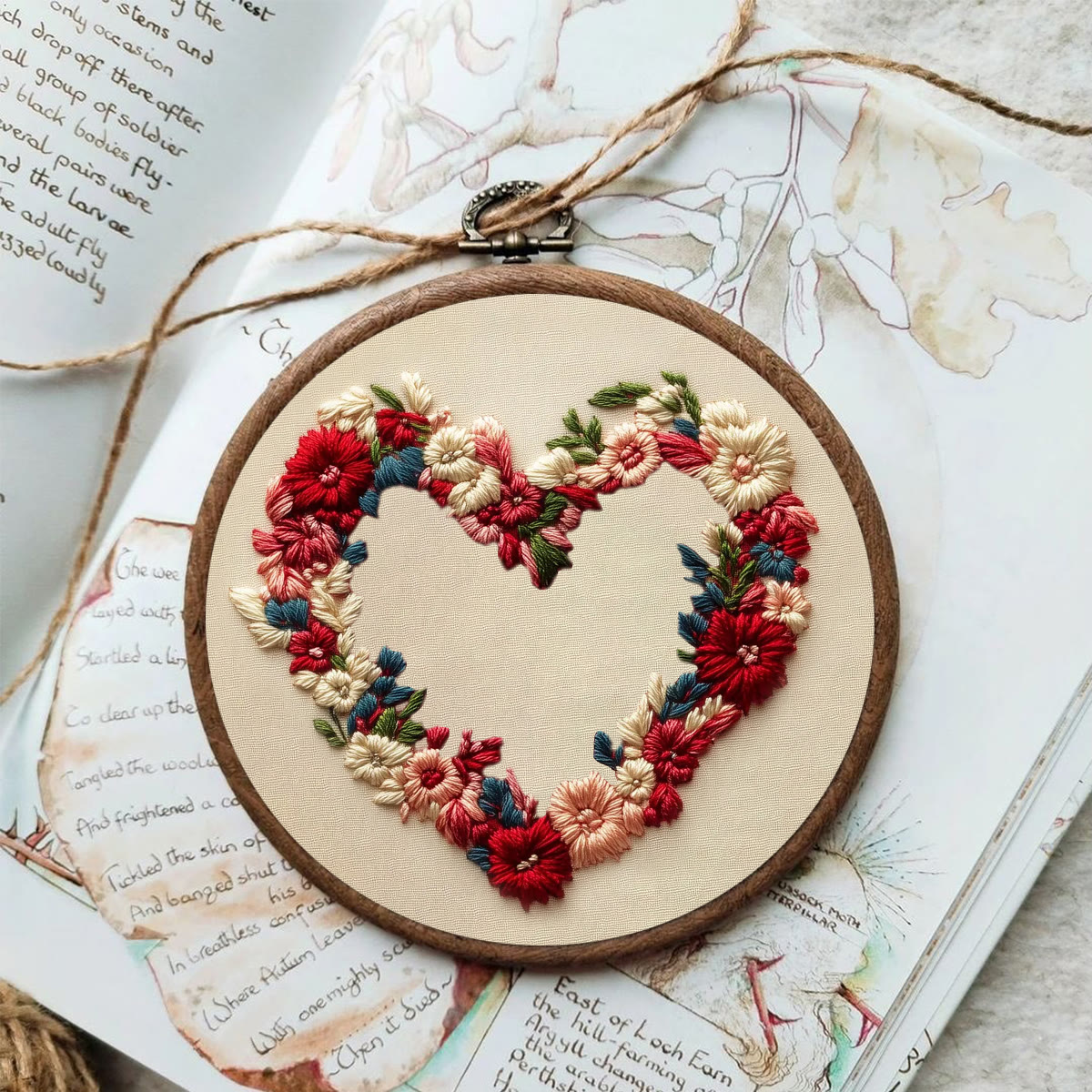 Rubbyoo Embroidery Kit - Red Floral-wreathed Heart | Valentine's Gifting Choice | Heartfelt Handcrafted Creation - image 2
