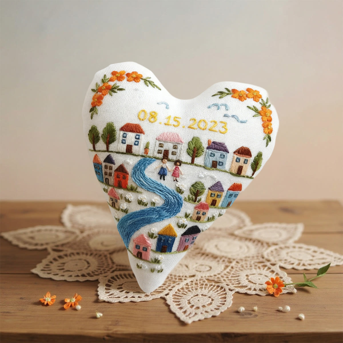 Rubbyoo Heart Embroidery Kit - Happy House | Personalized Hanging Gift | Nice Gift Idea  - image 2