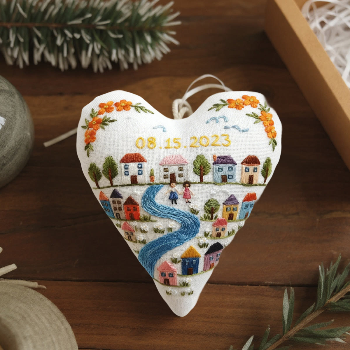 Rubbyoo Heart Embroidery Kit - Happy House | Personalized Hanging Gift | Nice Gift Idea  - image 4
