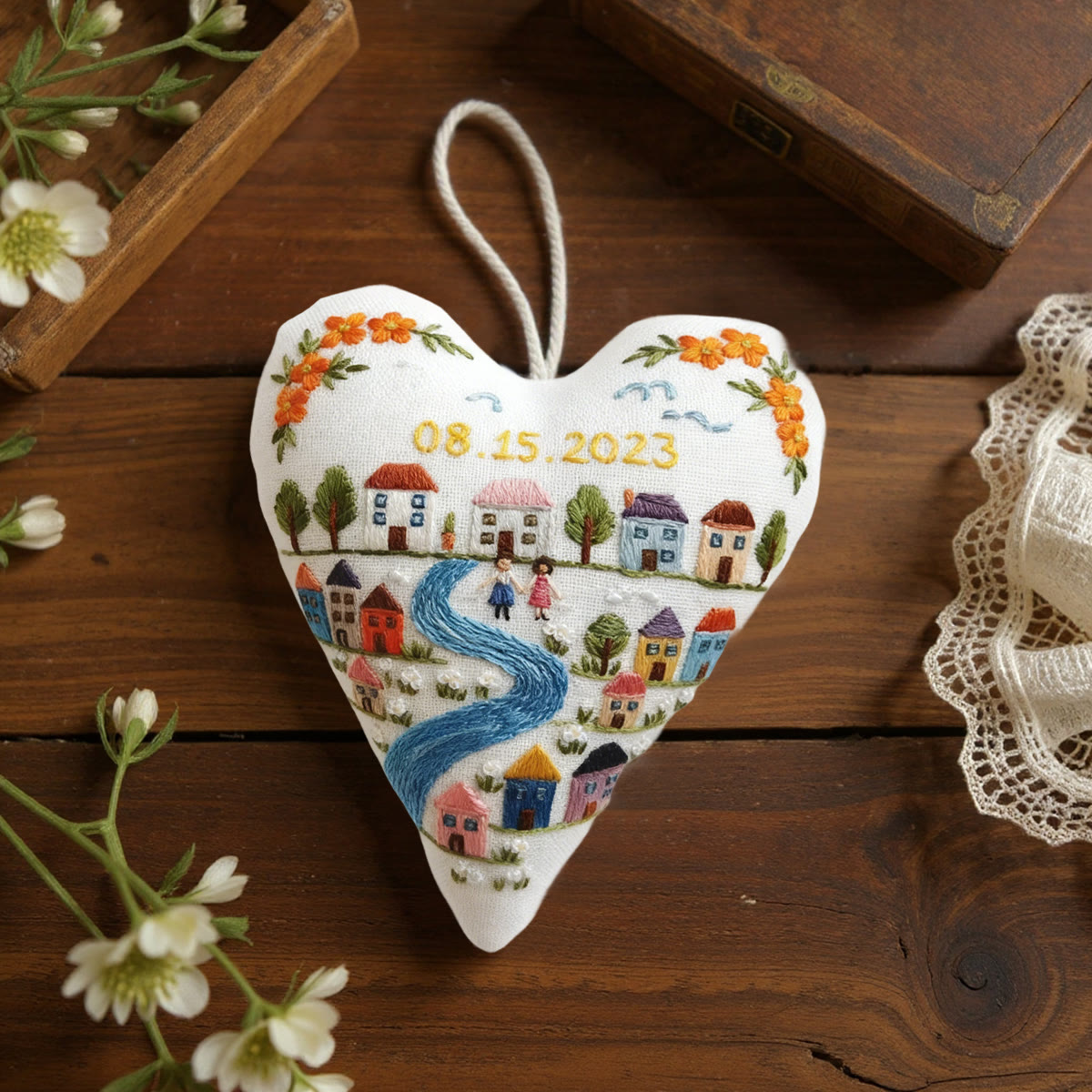 Rubbyoo Heart Embroidery Kit - Happy House | Personalized Hanging Gift | Nice Gift Idea  - image 8