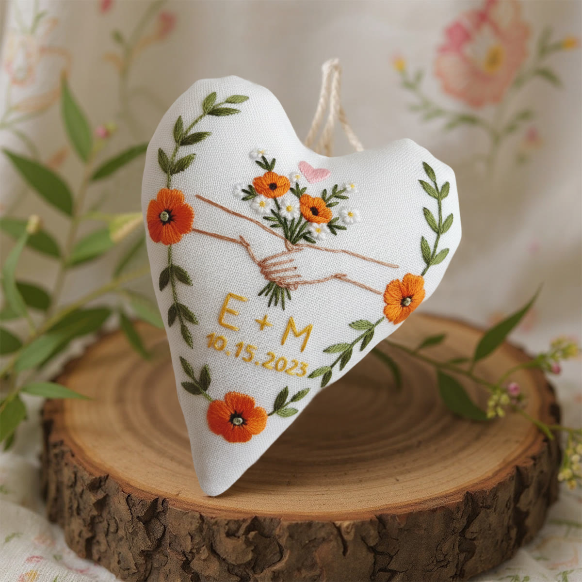 Rubbyoo Heart Embroidery Kit - To Hold Your Hand | Handmade Wedding Craft |  Hanging Gift For Couple  - image 3