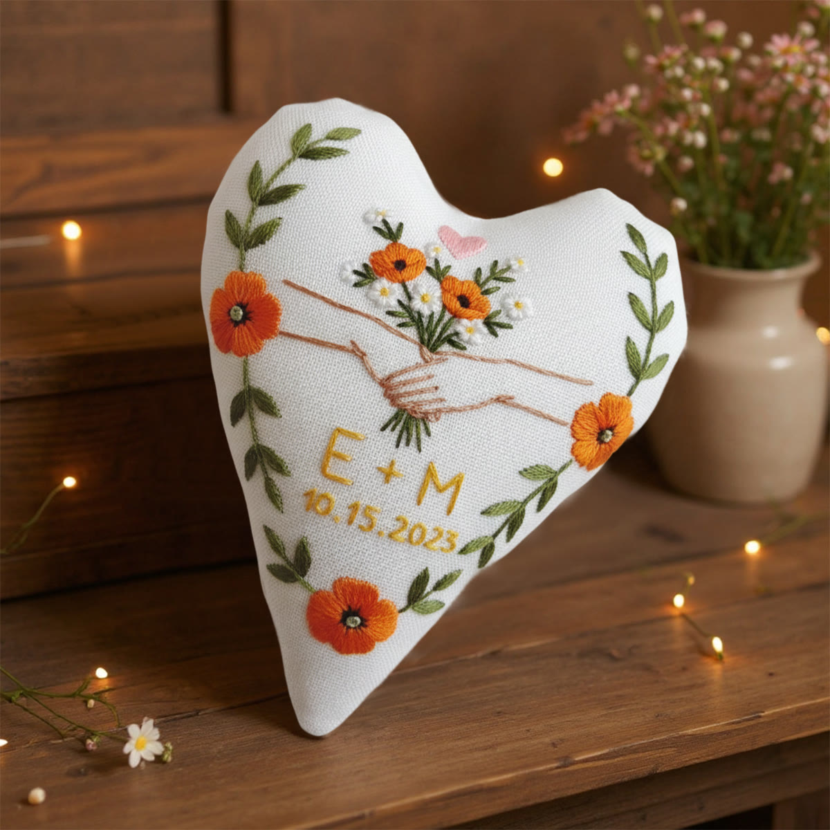 Rubbyoo Heart Embroidery Kit - To Hold Your Hand | Handmade Wedding Craft |  Hanging Gift For Couple  - image 6