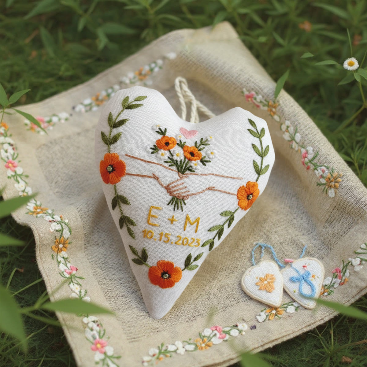 Rubbyoo Heart Embroidery Kit - To Hold Your Hand | Handmade Wedding Craft |  Hanging Gift For Couple  - image 7