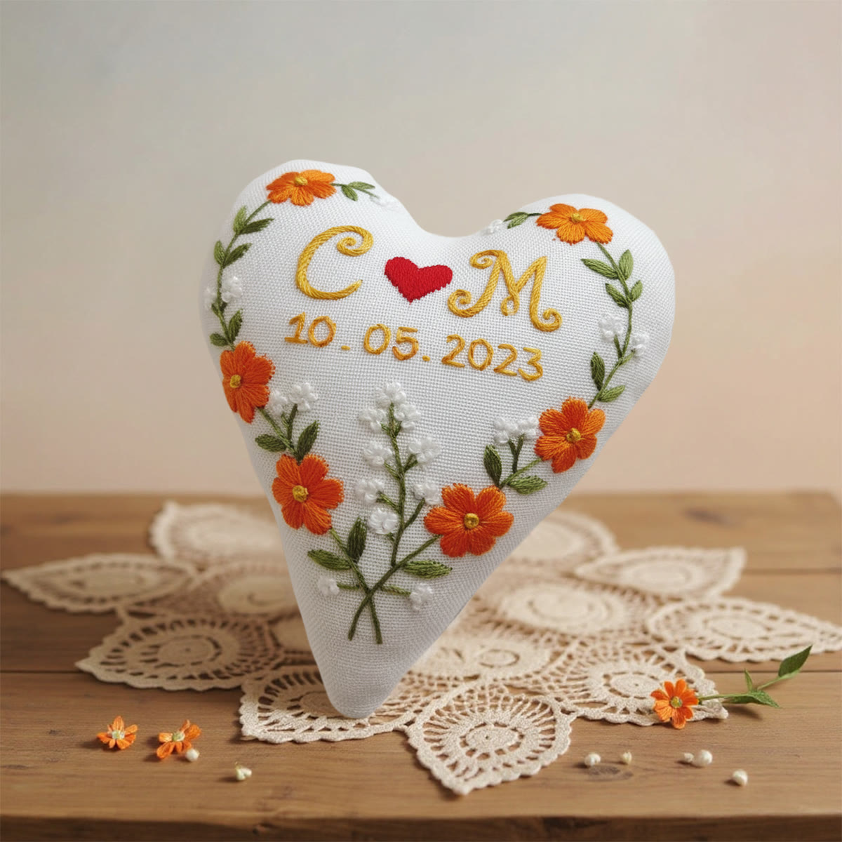 Rubbyoo Heart Embroidery Kit - Romantic Flower | Handmade Set For Beginners | Diy Home Decoration - image 2