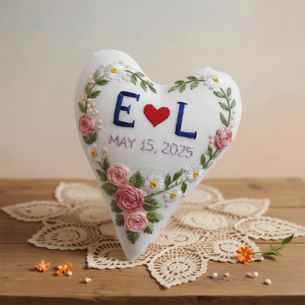 Rubbyoo Heart Embroidery Kit - Charming Rose | Valentine's Day Decor | Floral Handmade Craft  - image 3