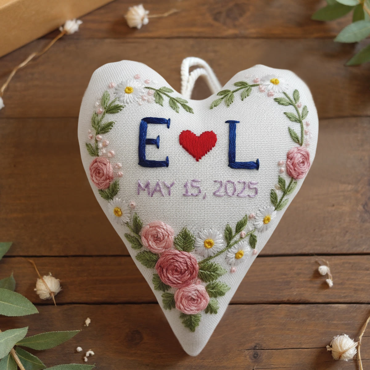 Rubbyoo Heart Embroidery Kit - Charming Rose | Valentine's Day Decor | Floral Handmade Craft  - 6 inches hoop kit - image 1