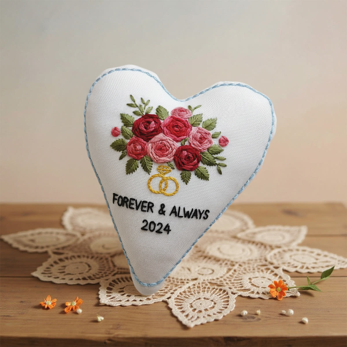 Rubbyoo Heart Embroidery Kit - Rose Bouquet | Personalized Floral Gifts | Unique Wedding Craft - image 4