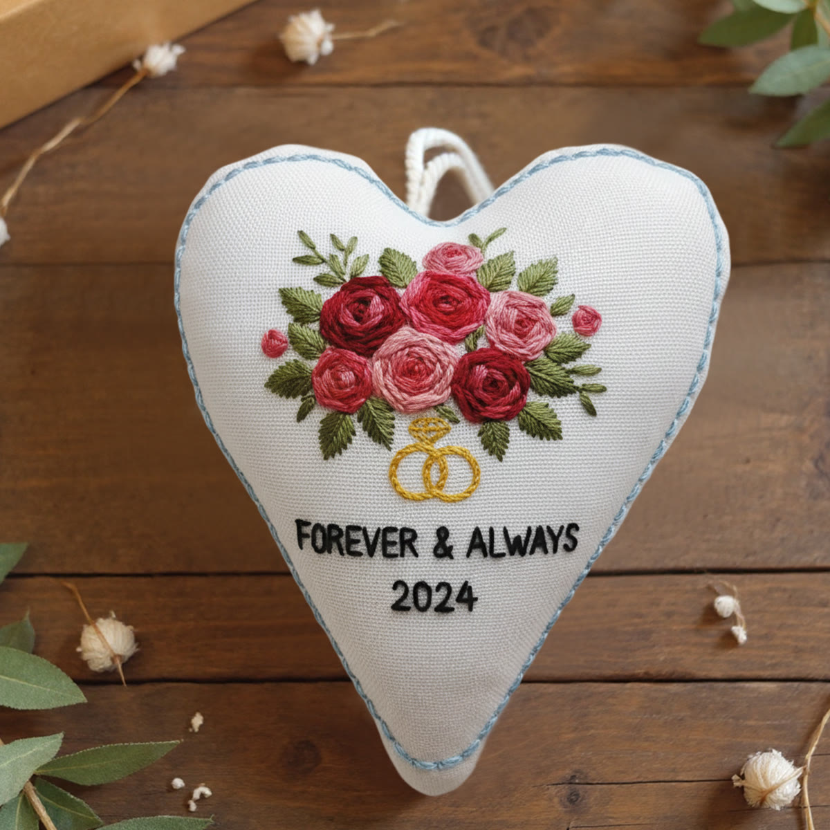 Rubbyoo Heart Embroidery Kit - Rose Bouquet | Personalized Floral Gifts | Unique Wedding Craft - 6 inches hoop kit - image 1