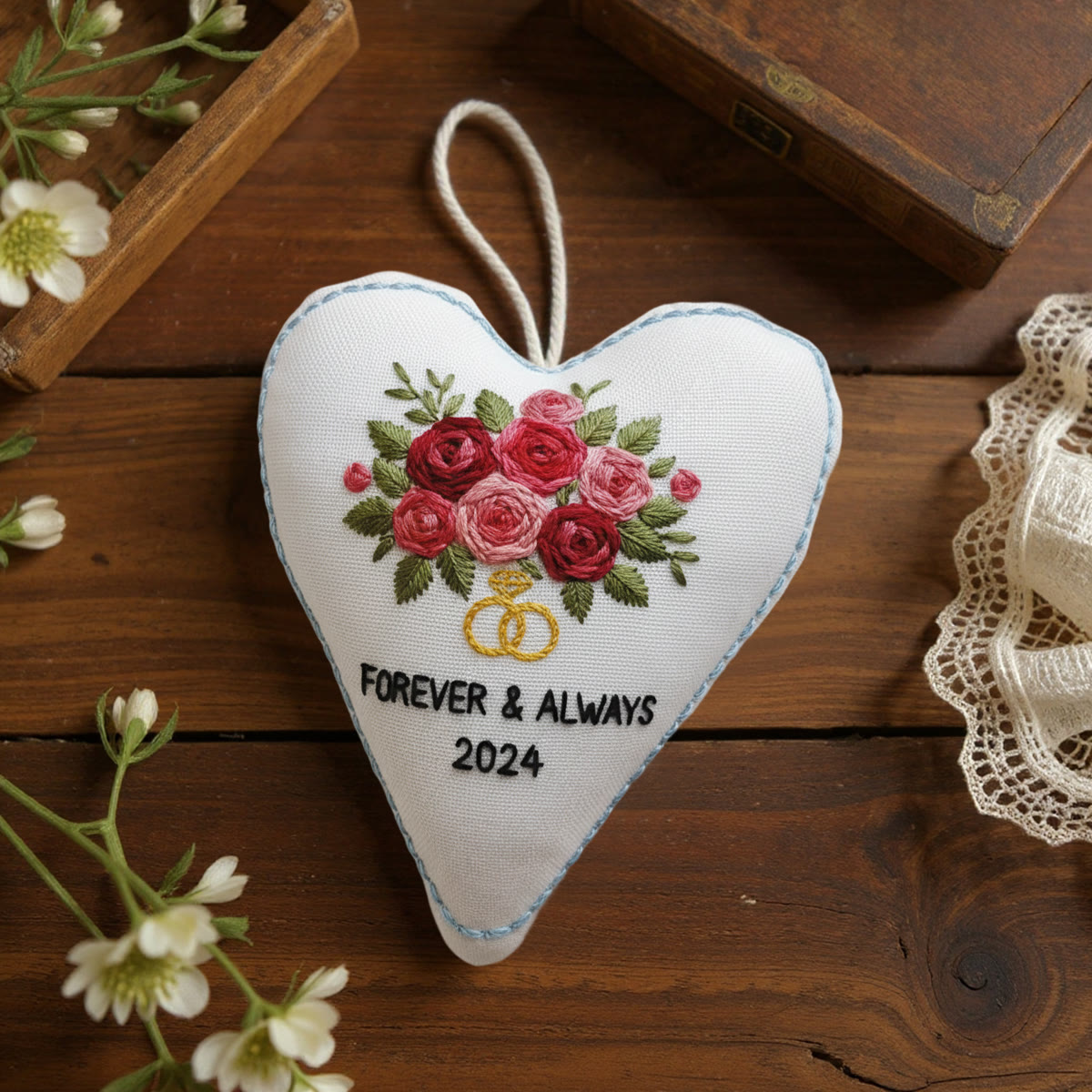 Rubbyoo Heart Embroidery Kit - Rose Bouquet | Personalized Floral Gifts | Unique Wedding Craft - image 8