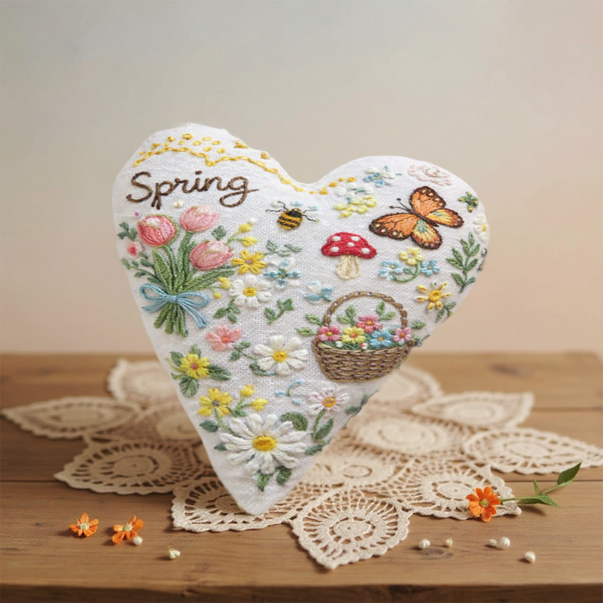 Rubbyoo Heart Embroidery Kit - Beautiful Cottage Garden | Creative Handmade Craft | Nice Floral Gift For Her  - image 2