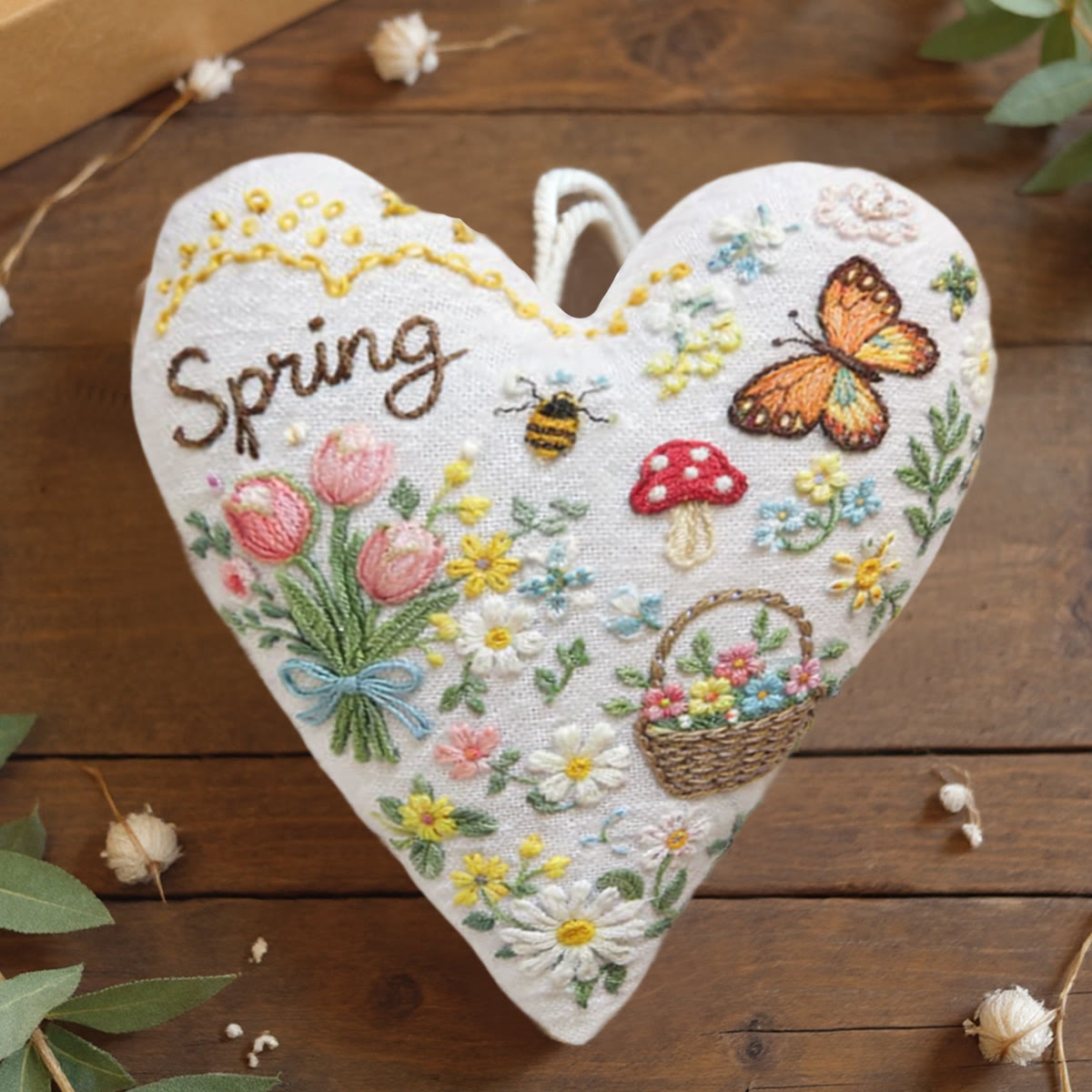 Rubbyoo Heart Embroidery Kit - Beautiful Cottage Garden | Creative Handmade Craft | Nice Floral Gift For Her  - 6 inches hoop kit - image 1