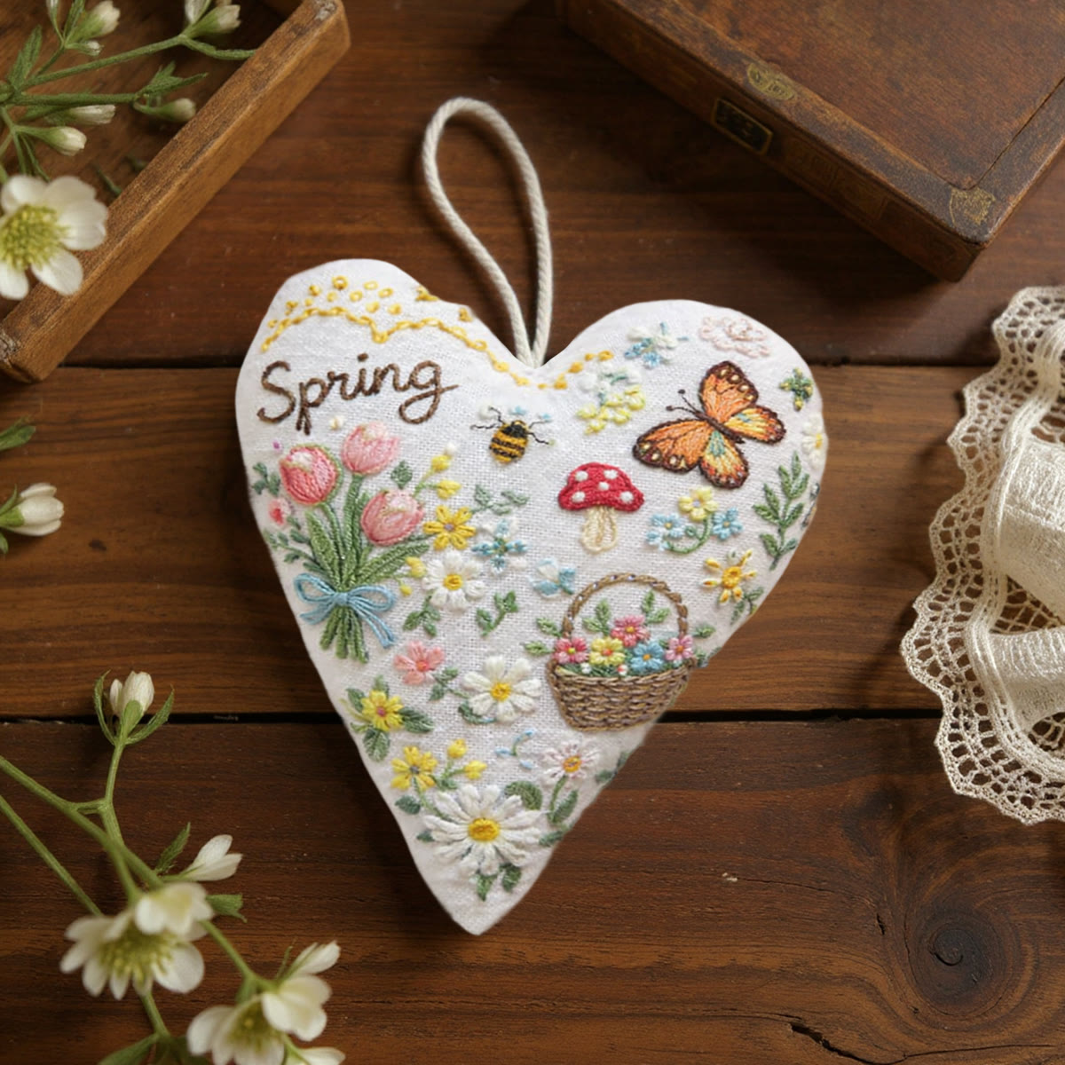 Rubbyoo Heart Embroidery Kit - Beautiful Cottage Garden | Creative Handmade Craft | Nice Floral Gift For Her  - image 8