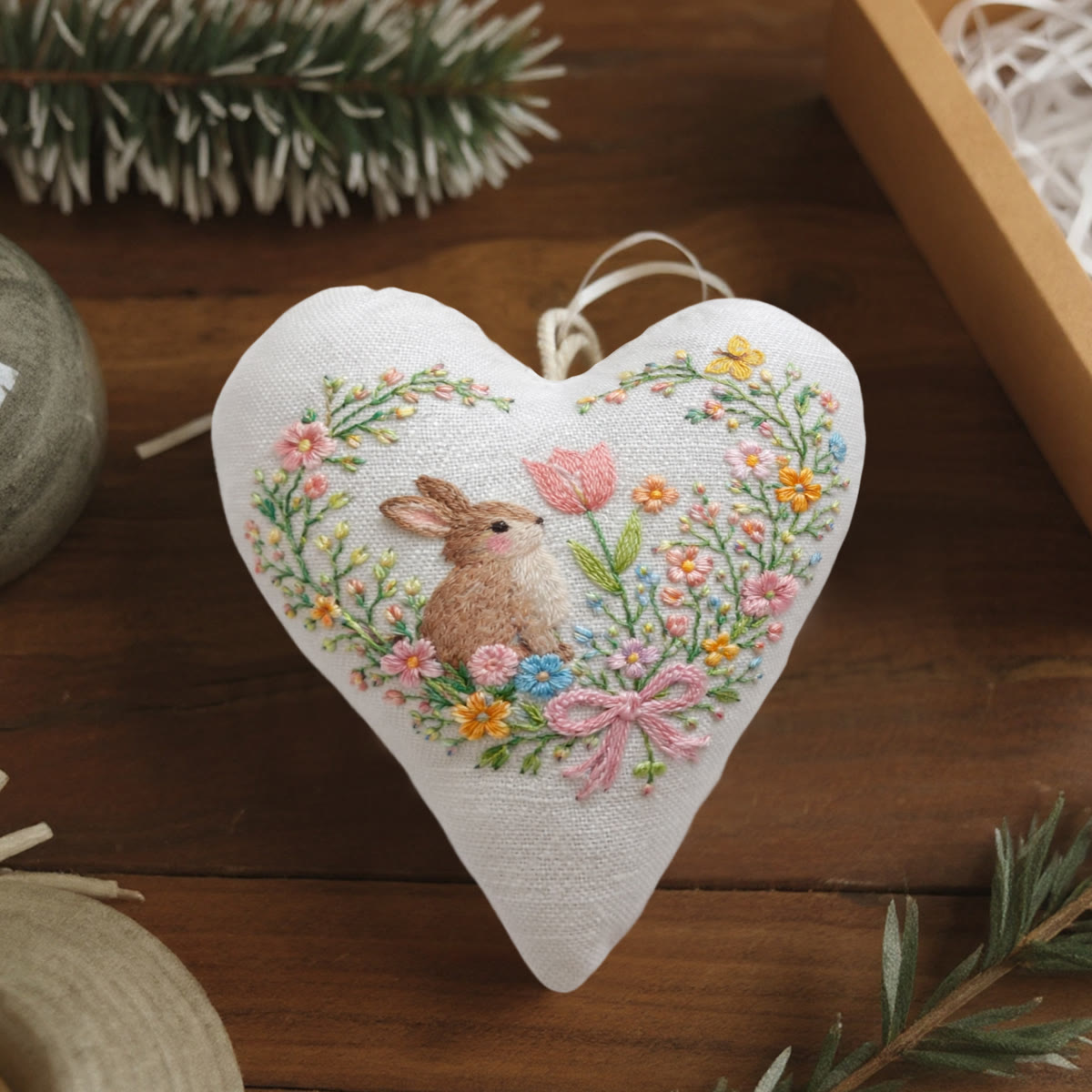 Rubbyoo Heart Embroidery Kit - Adorable Rabbit | Hanging Hearts Decor | Easy Needle Craft For Beginner  - image 3