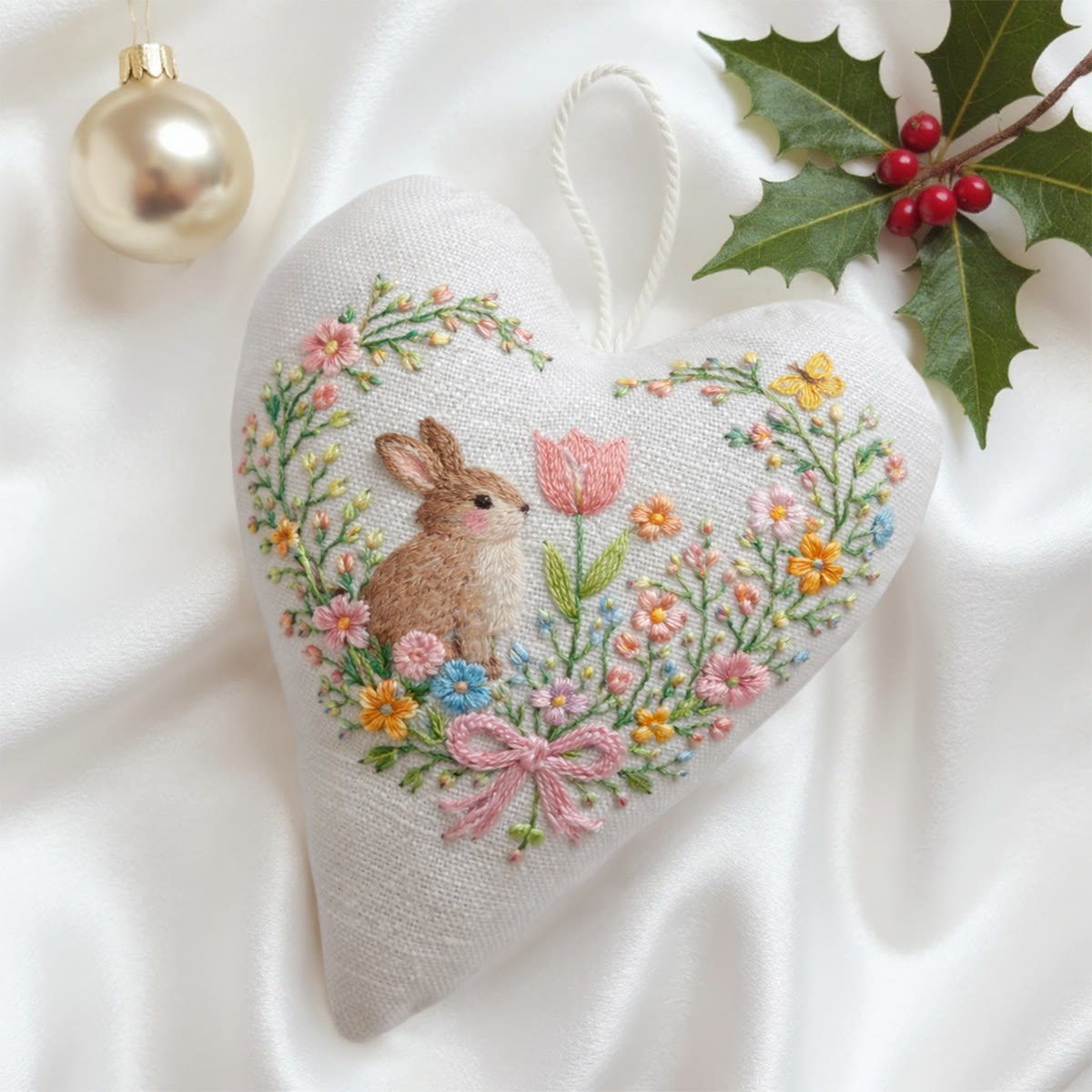 Rubbyoo Heart Embroidery Kit - Adorable Rabbit | Hanging Hearts Decor | Easy Needle Craft For Beginner  - image 2