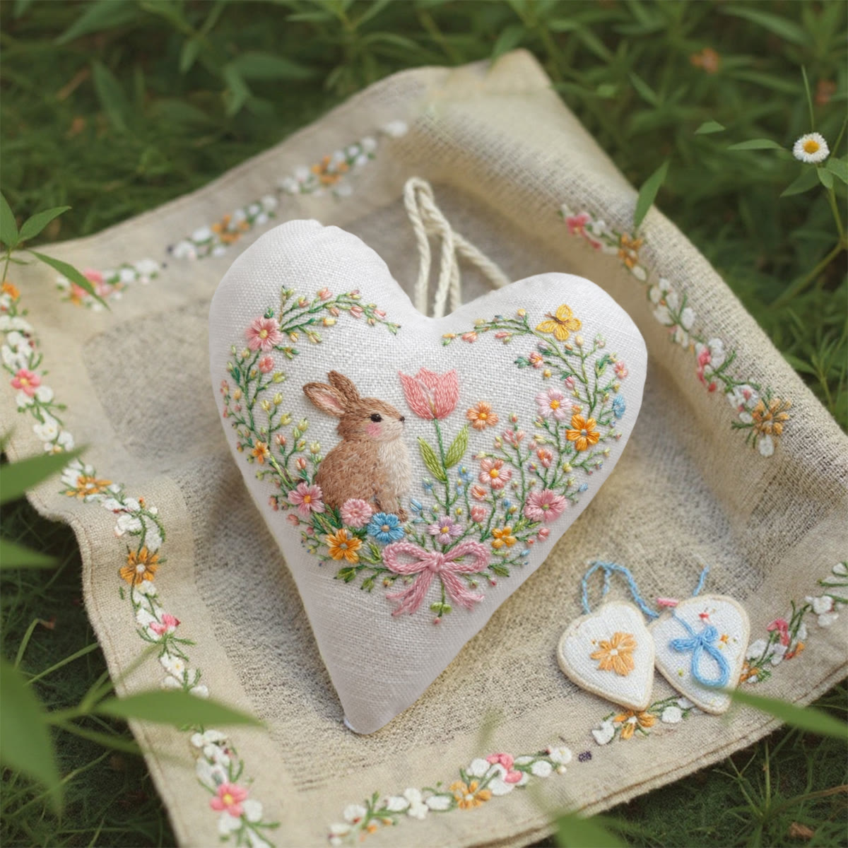 Rubbyoo Heart Embroidery Kit - Adorable Rabbit | Hanging Hearts Decor | Easy Needle Craft For Beginner  - image 6