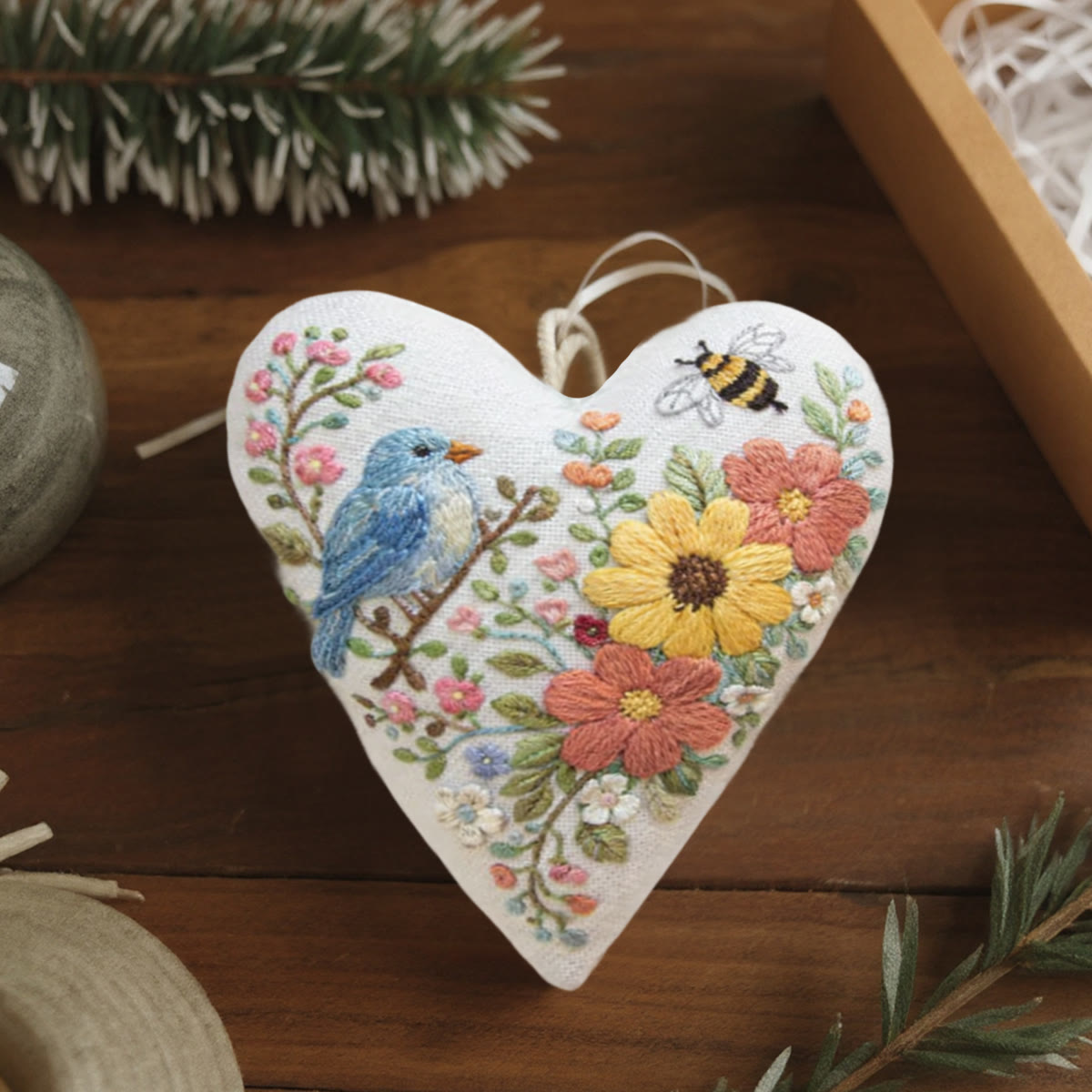 Rubbyoo Heart Embroidery Kit - Vibrant Spring | Handmade Needle Art | Gift For Diy Crafters - image 3