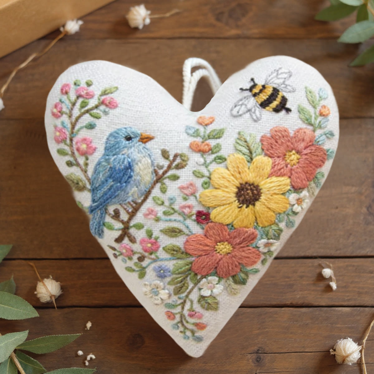 Rubbyoo Heart Embroidery Kit - Vibrant Spring | Handmade Needle Art | Gift For Diy Crafters - 6 inches hoop kit - image 1