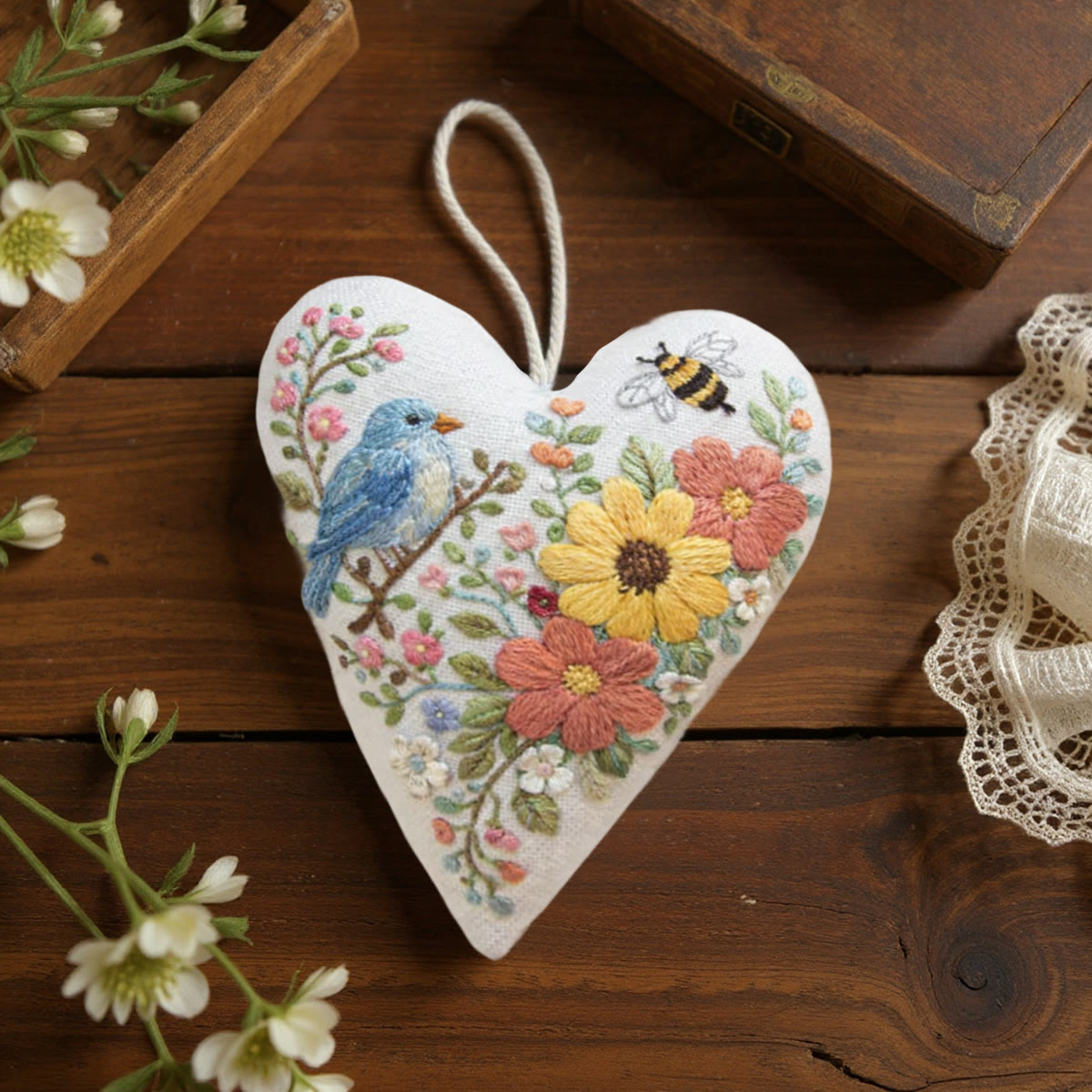 Rubbyoo Heart Embroidery Kit - Vibrant Spring | Handmade Needle Art | Gift For Diy Crafters - image 8