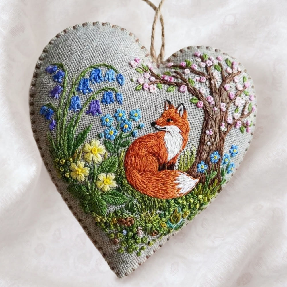 Rubbyoo Heart Embroidery Kit - Floral Fox | Animal Needlework Kit | Unique Hoop Art - image 7