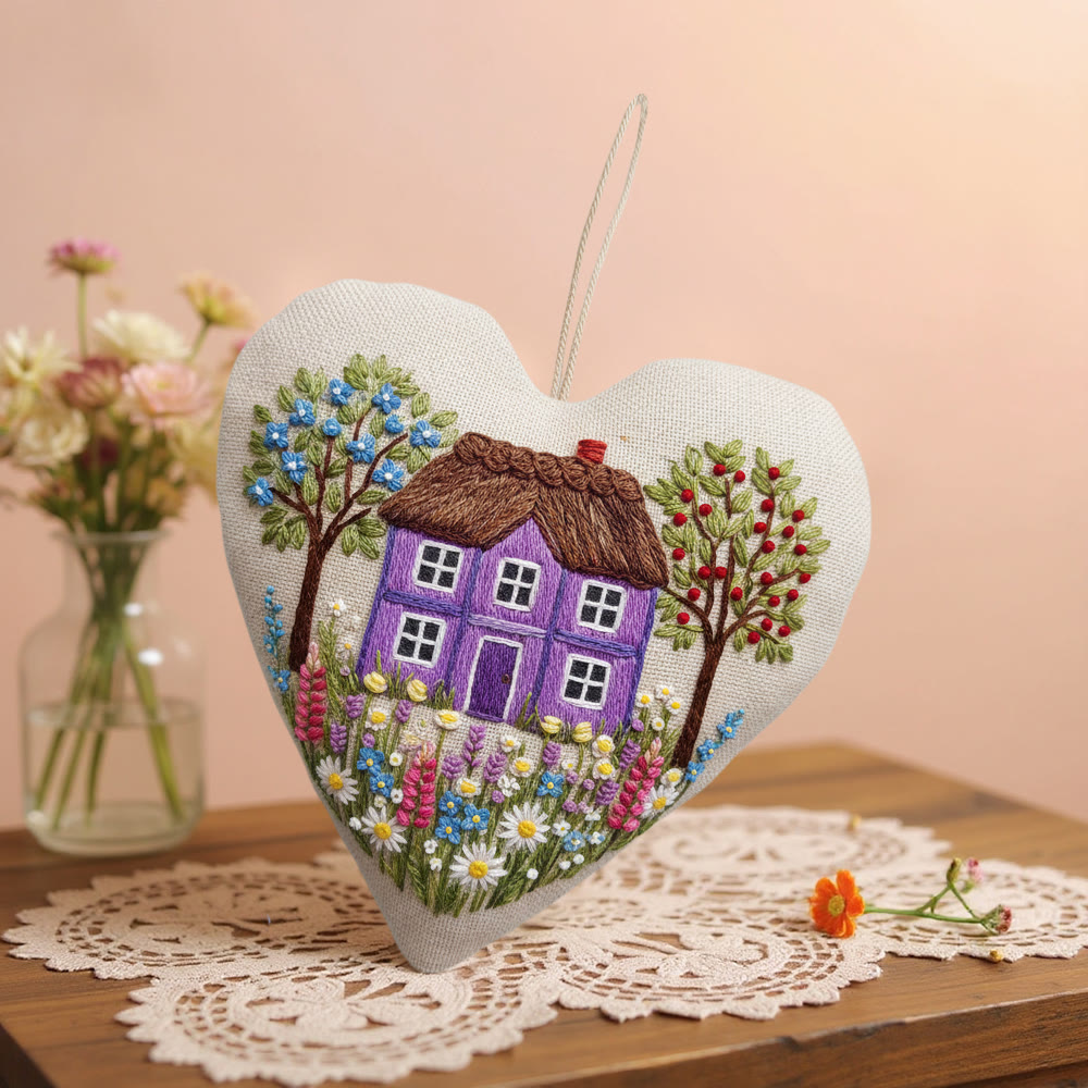 Rubbyoo Heart Embroidery Kit - Colorful Courtyard | Creative Stitch Craft | Perfect Wall Hanging  Art  - image 2