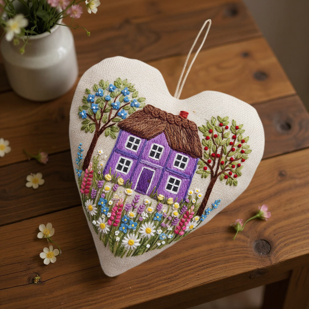 Rubbyoo Heart Embroidery Kit - Colorful Courtyard | Creative Stitch Craft | Perfect Wall Hanging  Art  - image 4