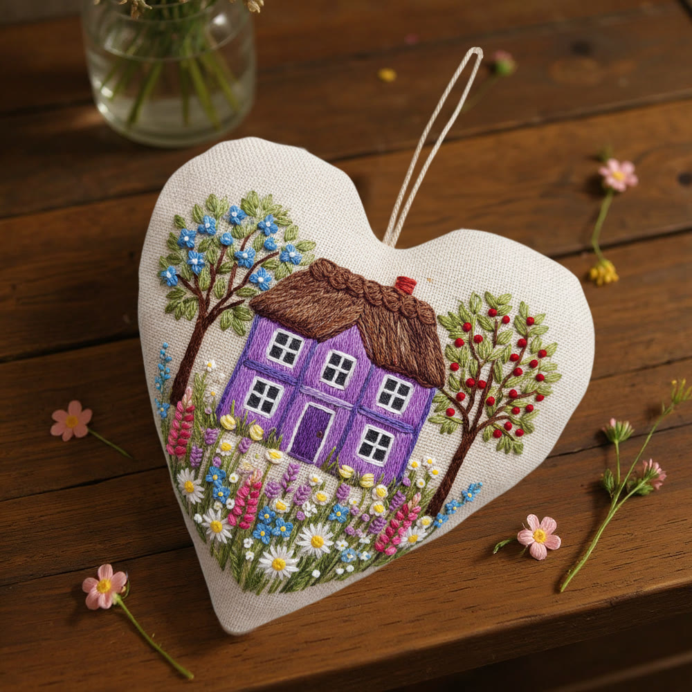 Rubbyoo Heart Embroidery Kit - Colorful Courtyard | Creative Stitch Craft | Perfect Wall Hanging  Art  - image 7