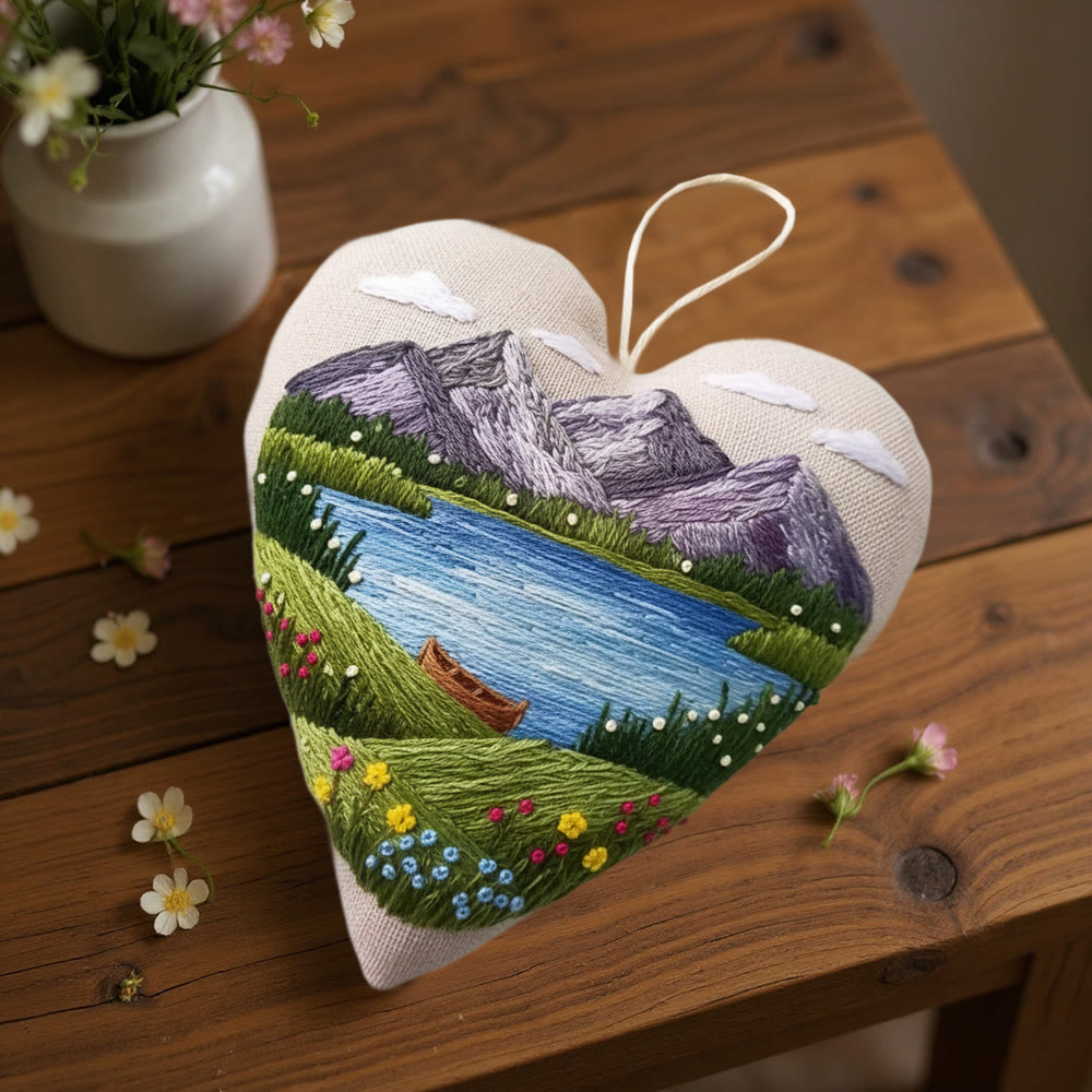 Rubbyoo Heart Embroidery Kit - Mountain And Lake | Wonderful Landscape Craft |  Diy Nature Stitch Art - image 7