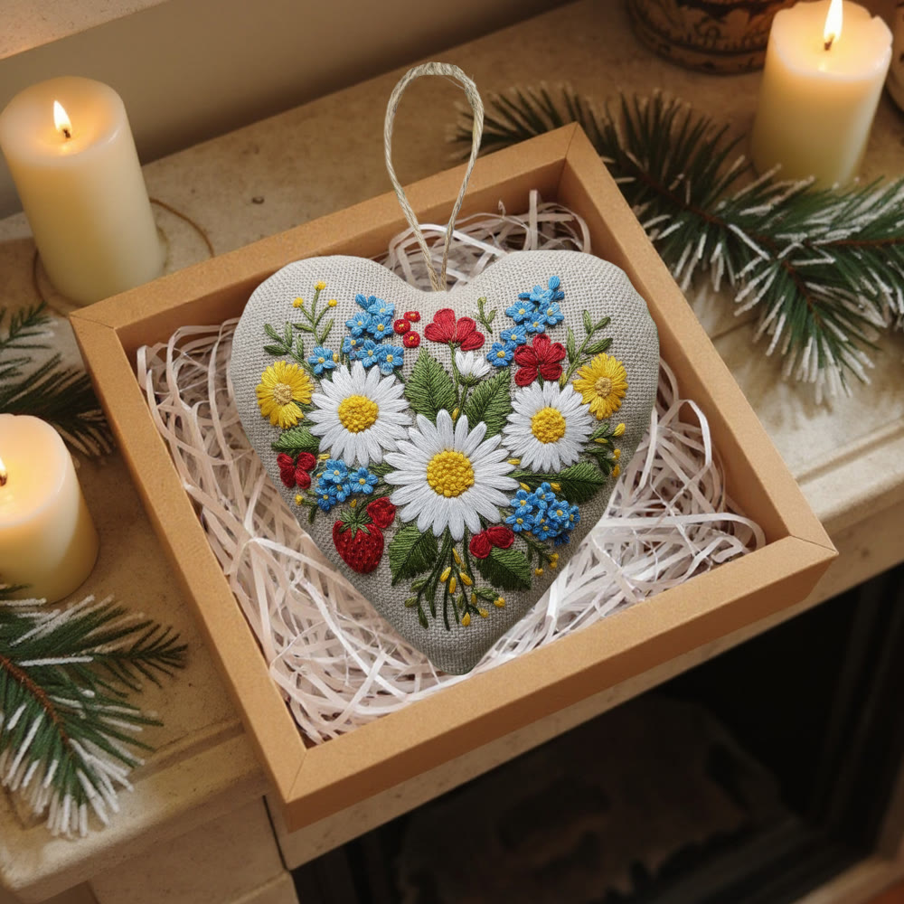 Rubbyoo Heart Embroidery Kit - Daisy Love | Floral Needle Craft | Easy Handmade Project - image 5