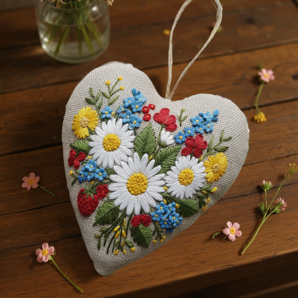 Rubbyoo Heart Embroidery Kit - Daisy Love | Floral Needle Craft | Easy Handmade Project - image 6