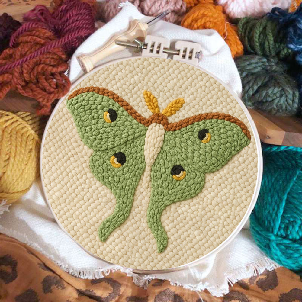 Lush Green Luna Moth Punch Needle Kit – Beginner-Ready DIY | Premier Gifting Pick - image 2