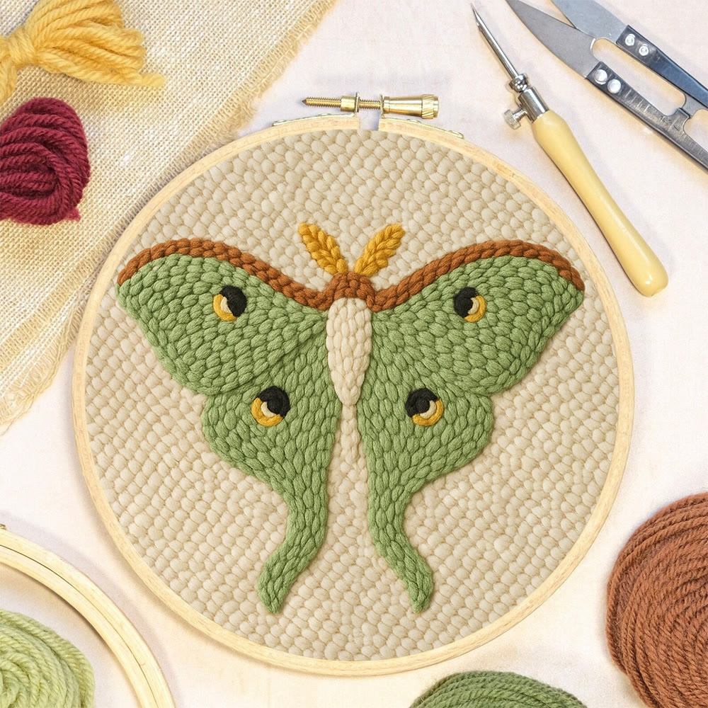 Lush Green Luna Moth Punch Needle Kit – Beginner-Ready DIY | Premier Gifting Pick - image 3