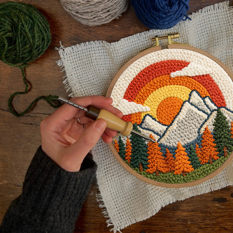 Vibrant Rainbow Mountain Sunrise Punch Needle Kit – Cheerful Handcraft Creation | Newbie-friendly Diy Project - image 2