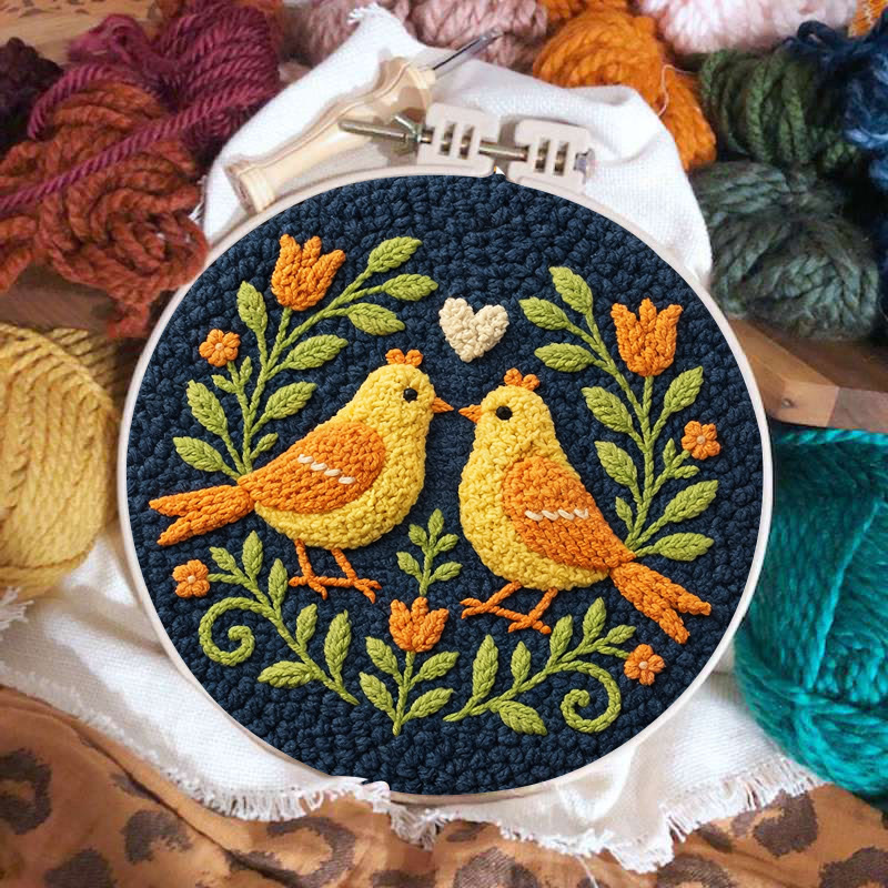 Heart-tethered Twin Birds Punch Needle Kit – Couple-focused Gifting Must-have | Warm Ambiance Decor - image 2