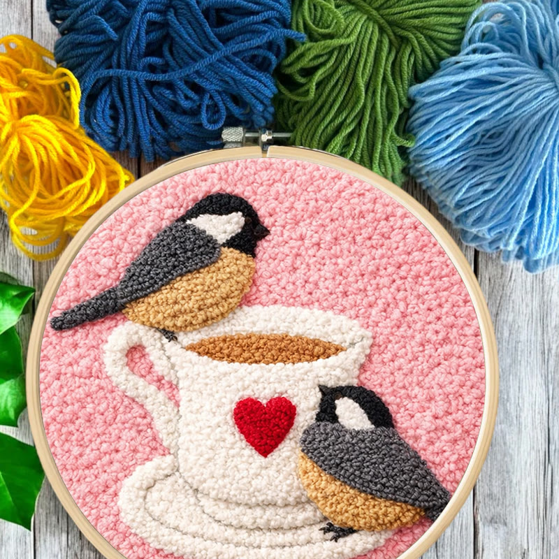 Blush Heart-cup Chickadees Punch Needle Kit – Essential Gifting Option | Heartwarming Decor Accent - image 9