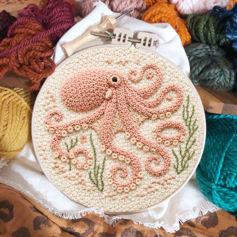 Blush Curly Octopus Punch Needle Kit – Top Gift Pick | Fun-filled Diy Creation - image 2