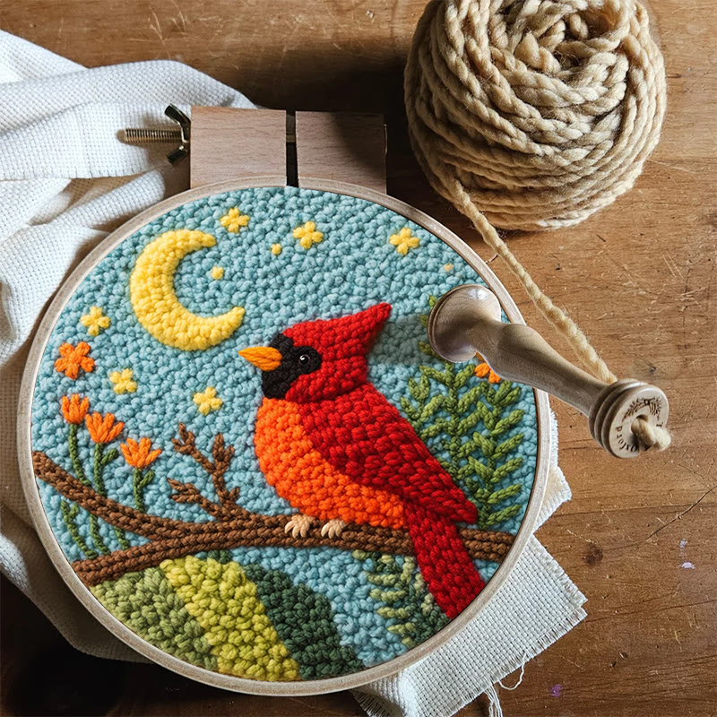 Moonlit Red Cardinal Punch Needle Kit – Thoughtful Gift for Her | Elegant Cozy Home Decor - image 7