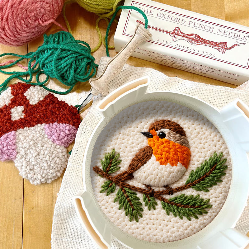 Cheerful Robin Branch Punch Needle Kit – Simple Handcraft Diy | Easy-to-make Decorative Pendant - image 12