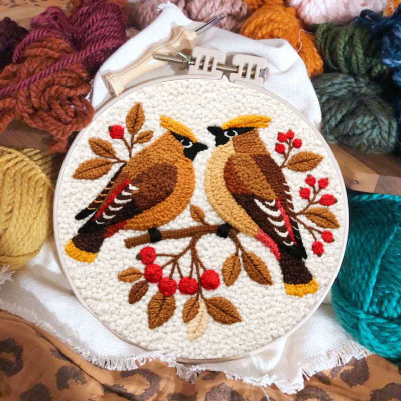 Berry Perched Birds Punch Needle Kit – Newcomer-Friendly DIY Starter | Best Gifting Choice - image 2