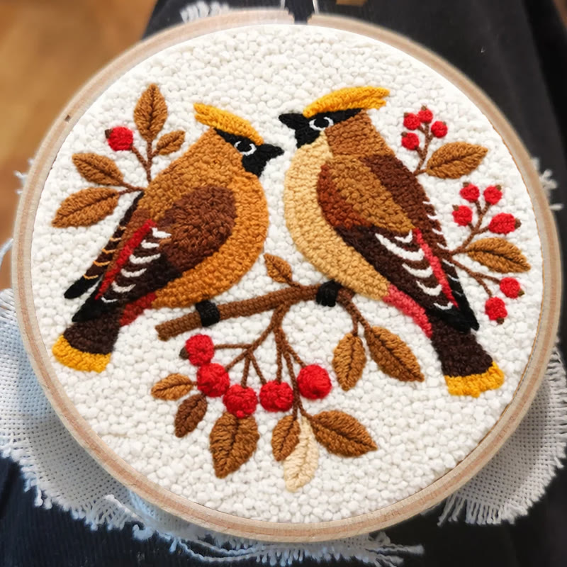 Berry Perched Birds Punch Needle Kit – Newcomer-Friendly DIY Starter | Best Gifting Choice - image 3