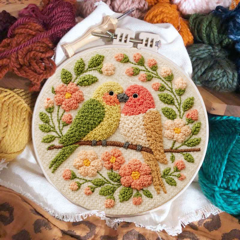 Pastel Love Birds Punch Needle Kit – Top Gifting Selection | Exquisite Handcraft Piece - image 2