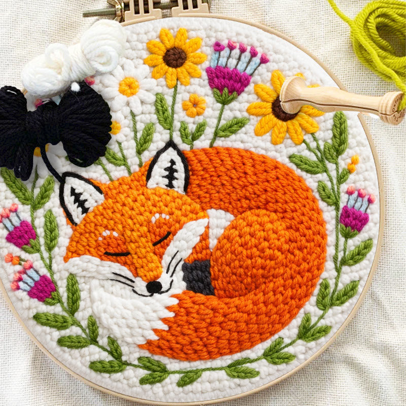 Snuggly Dozing Fox Floral Punch Needle Kit – Leading Gifting Option | Refined Artisanal Handcraft - image 11