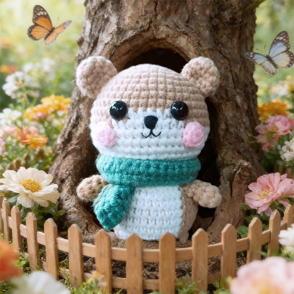 Diy Handmade Bear With Scarf Crochet Kit - Crocheted Kids Doll | Plush Animal Craft | Nice Gift Idea - image 1