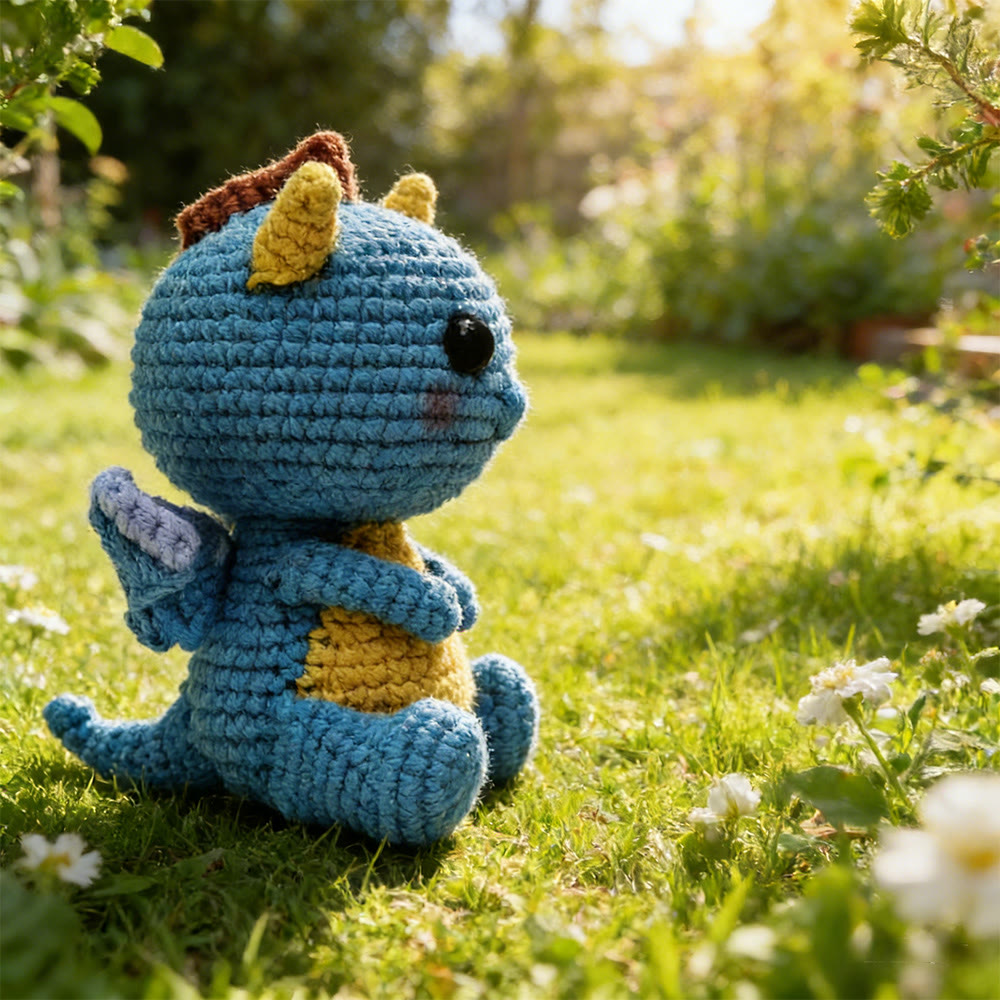 Diy Handmade Blue Dragon Crochet Kit - Mini Fantasy Toy | Unique Handmade Gifts For Kid  - image 4