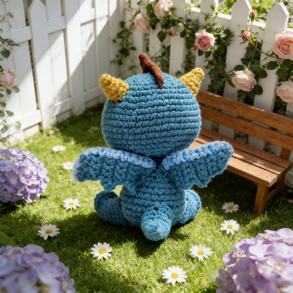 Diy Handmade Blue Dragon Crochet Kit - Mini Fantasy Toy | Unique Handmade Gifts For Kid  - image 5