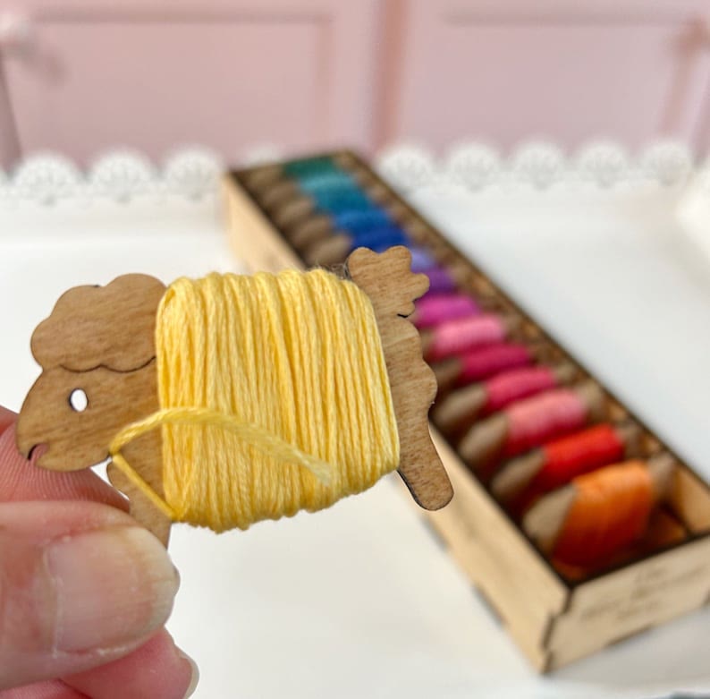 Embroidery Wooden Floss Bobbins - Adorable Animal Patten | Embroidery Floss Holder | Gifts For Handmade Lovers - image 1